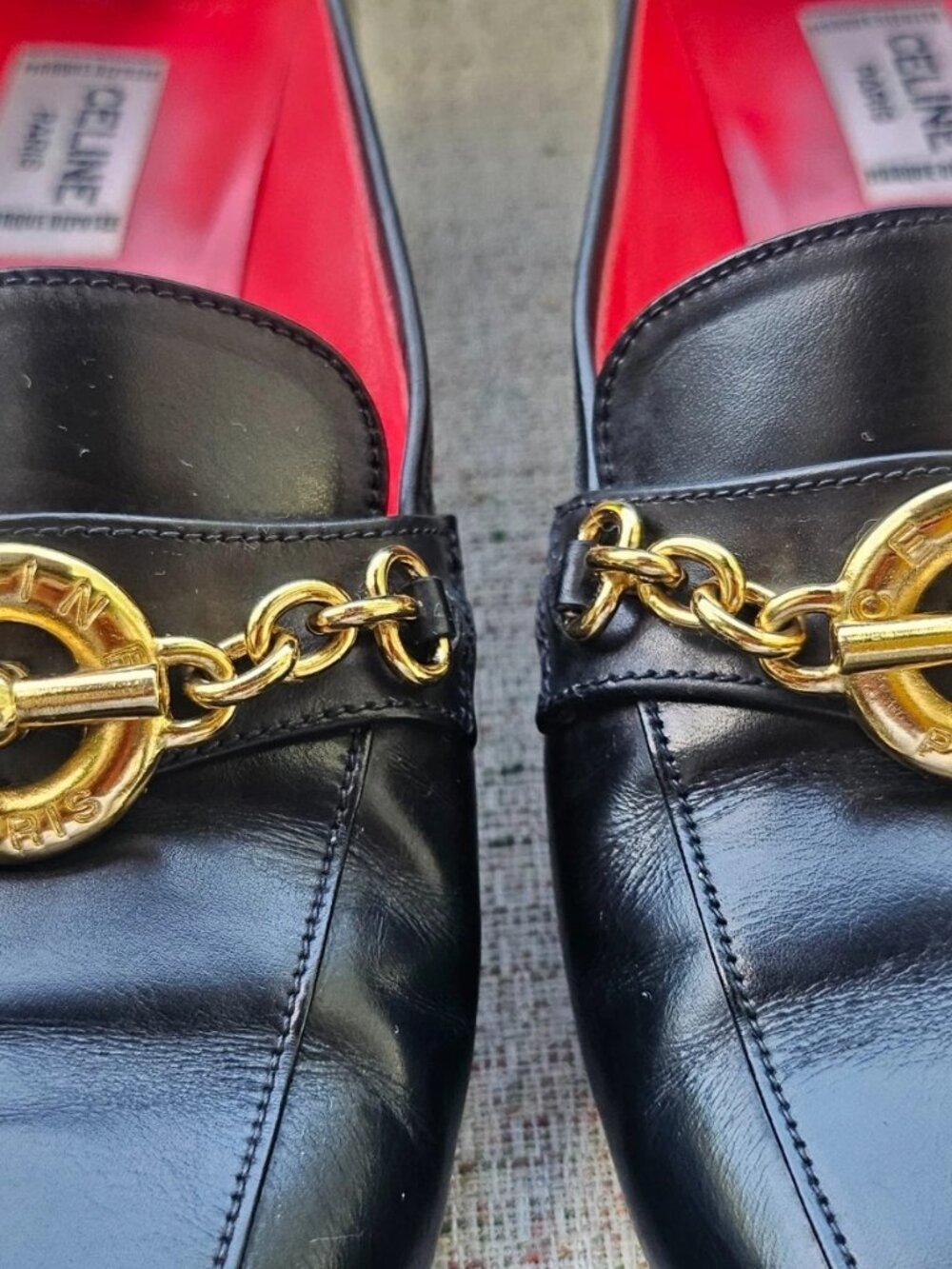 Vintage Celine Ladies Heel Shoes Black Leather Sandal Size 35.5 5US Made Italy - Picture 6 of 14